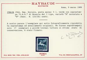 1943 - 5 lire, soprastampa G.N.R. ... 