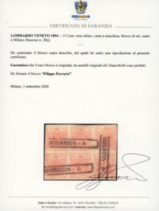 1854 - 15 cent. rosa chiaro, carta ... 