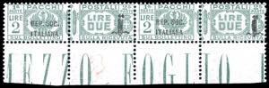 1944 - 2 lire, coppia orizzontale, il primo ... 