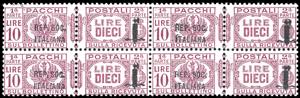 1944 - 10 lire, blocco di quattro esemplari, ... 