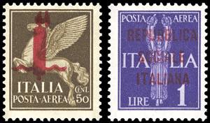 POSTA AEREA 1944 - 50 cent. e 1 lira ... 