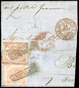 1858 - 50 grana rosa brunastro, ben ... 