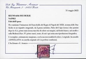 1859 - 2 grana carminio, falso per ... 