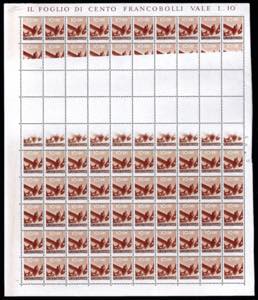 1945 - 10 cent. Democratica, foglio completo ... 