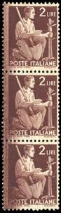 1945 - 2 lire Democratica (552), striscia ... 