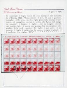 1945 - 3 lire Democratica, foglio ... 