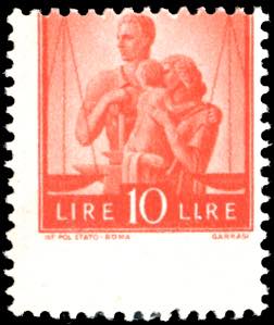 1947 - 10 lire arancio Democratica, ... 