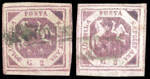1860 - 2 grana violetto, falso per posta del ... 
