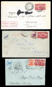 1948/50 - Tre aerogrammi affrancati con 100 ... 