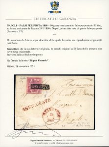 1860 - 10 grana rosa carminio, ... 