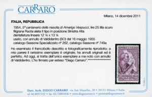 1954 - 25 lire Vespucci, dent. 12 ... 