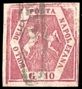 1860 - 10 grana carminio violaceo, falso per ... 