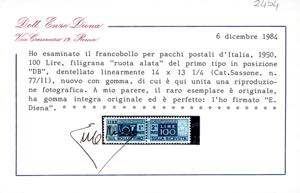 1950 - 100 lire dent. 14 x 13 1/4, ... 