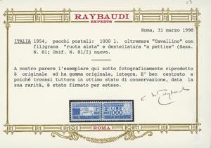 1954 - 1.000 lire Cavallino, ... 