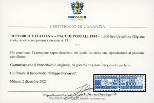 1954 - 1.000 lire Cavallino, ... 