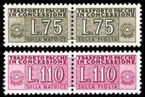 1955 - 75 e 110 lire, filigrana stelle ... 