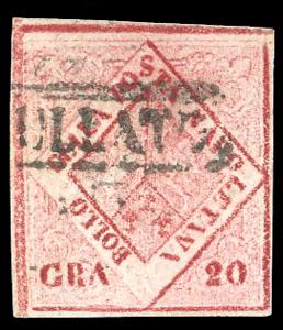 1860 - 20 grana rosa brunastro, falso per ... 