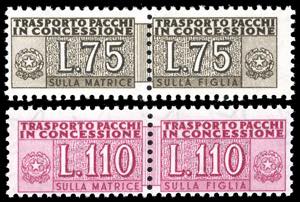 1955 - 75 e 110 lire, filigrana stelle ... 