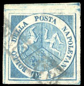 1860 - 1/2 tornese azzurro Trinacria, doppia ... 