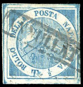 1860 - 1/2 tornese azzurro Trinacria, su ... 