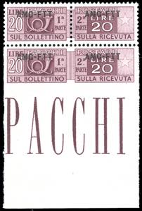 PACCHI POSTALI 1949 - 20 lire, soprastampa ... 