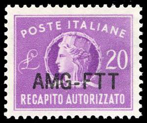 RECAPITO AUTORIZZATO 1954 - 20 lire, nuovo ... 