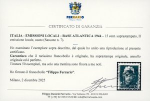 BASE ATLANTICA 1944 - 15 cent. ... 