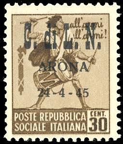 ARONA 1945 - 30 cent. soprastampato, senza ... 