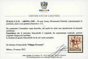 ARONA 1945 - 30 cent. ... 