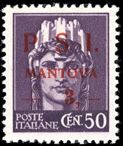 MANTOVA 1945 - 3 lire su 50 cent. ... 
