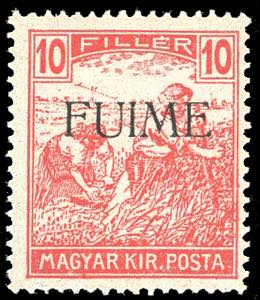 FIUME 1918 - 10 f. rosso, cifre ... 