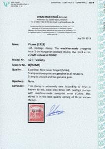 FIUME 1918 - 10 f. rosso, cifre ... 