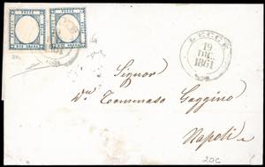 1861 - 2 grana azzurro ardesia (20c), due ... 