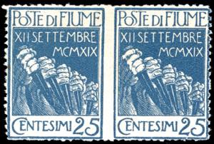 FIUME 1920 - 25 cent. azzurro Legionari, ... 
