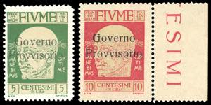 FIUME 1921 - Soprastampati Governo ... 