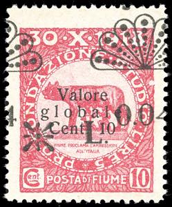 FIUME SEGNATASSE 1921 - 0,04 l. su 10 cent. ... 