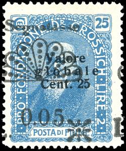 FIUME SEGNATASSE 1921 - 0,05 lire su 25 ... 