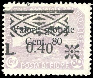 FIUME SEGNATASSE 1921 - 0,40 lire su 80 ... 