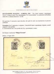 LUBIANA 1941 - 25 p. soprastampa a ... 
