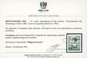 MONTENEGRO 1942 - 1 din. verde, ... 