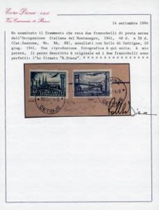 MONTENEGRO POSTA AEREA 1941 - 40 e ... 