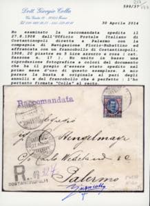 COSTANTINOPOLI 1908 - 20 pi., su 5 ... 