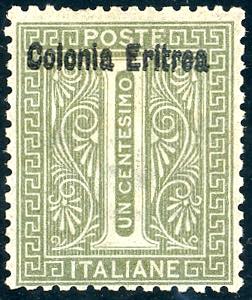 1893 - 1 cent. De La Rue, doppia soprastampa ... 