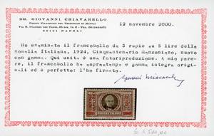 1924 - 3 rupie su 5 lire Manzoni ... 