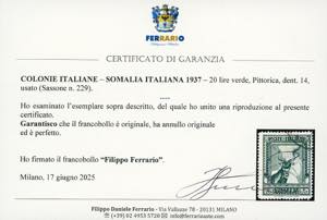 1937 - 20 lire Pittorica, dent. 14 ... 