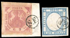 1858/61 - 2 grana rosa chiaro, I tavola, ... 
