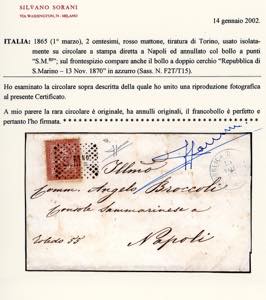 1870 - 2 cent. De La Rue, tiratura ... 