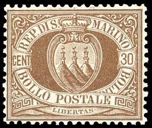 1877 - 30 cent. Stemma (6), ben centrato, ... 