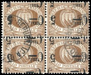 1892 - 5 cent. su 30 cent., doppia ... 