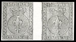 1852 - 10 cent. bianco (2), coppia ... 